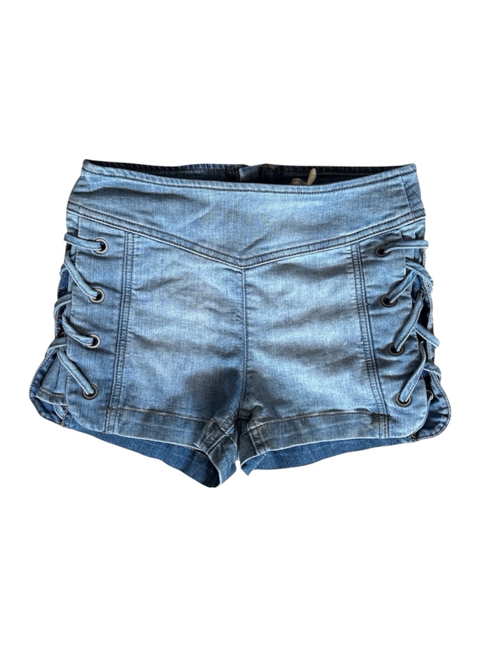 Free People High Waisted Lace-Up Side Denim Micro Shorts